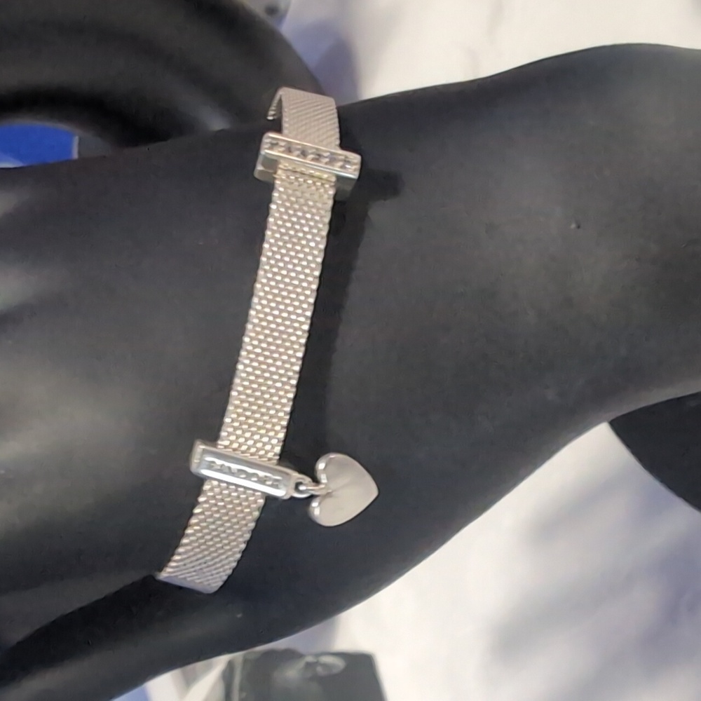 Pandora Reflexions Mesh Bracelet W/2 Reflection Charms - 925 Sterling Silver ๐ฅ - Picture 9 of 9